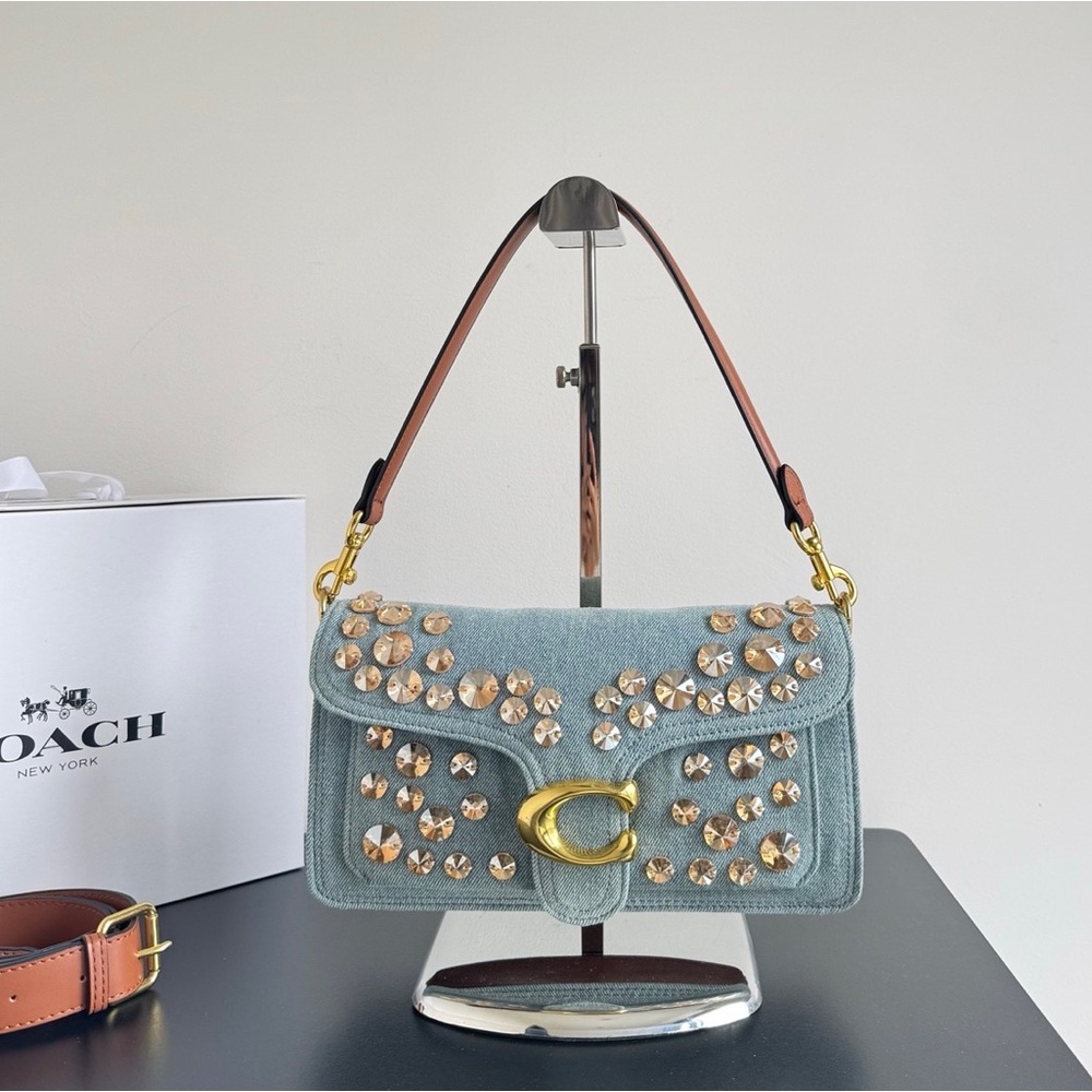 Coach blue denim crossbody bag